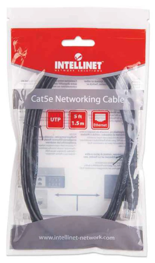 Intellinet Cat5e, CCA, U/UTP, PVC, RJ45,1.5m, crni