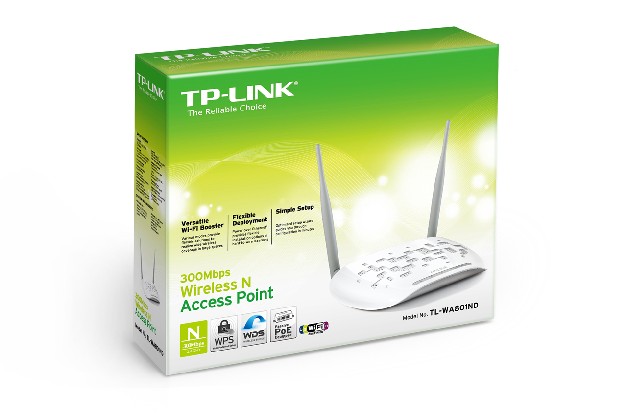 TP-Link TL-WA801N, 300 Mbps WLAN AP, 2 x 4dBi