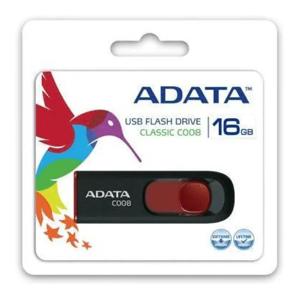 ADATA C008, 16GB, USB2.0, crno-crveni