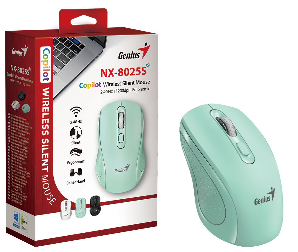 Genius NX-8025S, bežični miš, silent, aqua