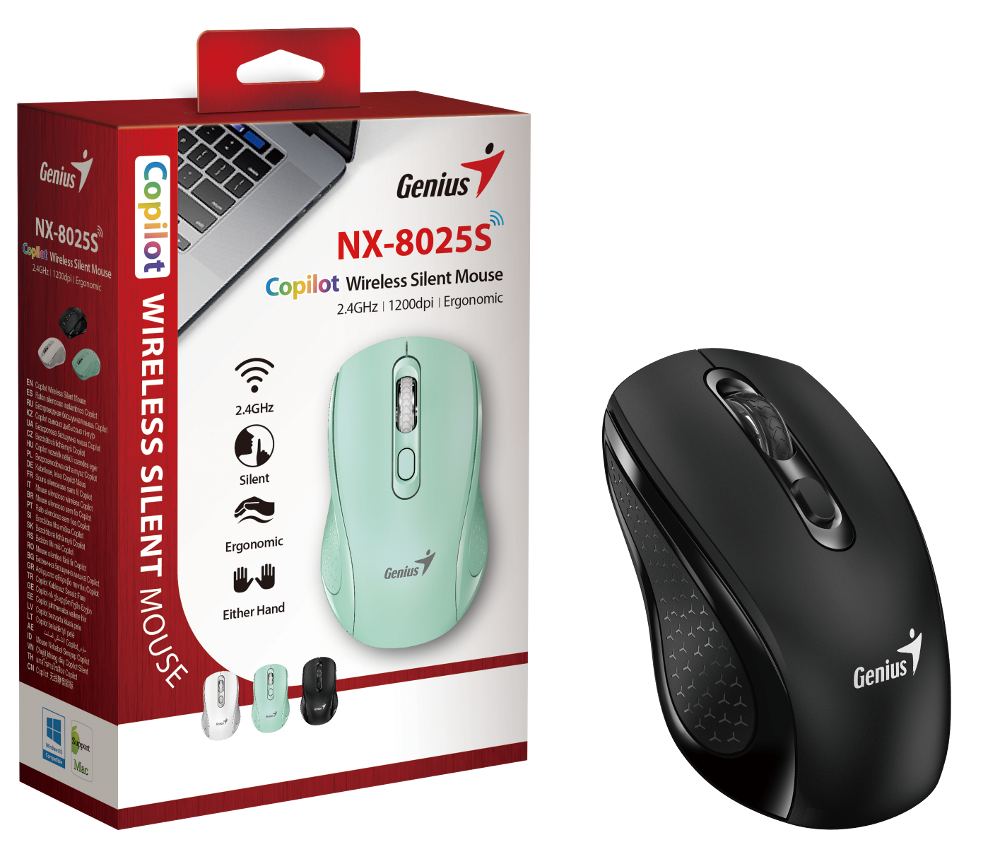 Genius NX-8025S, bežični miš, silent, crni
