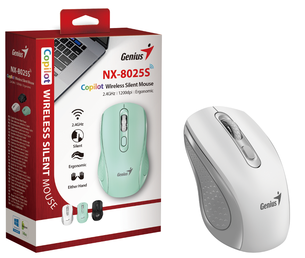 Genius NX-8025S, bežični miš, silent, bijela