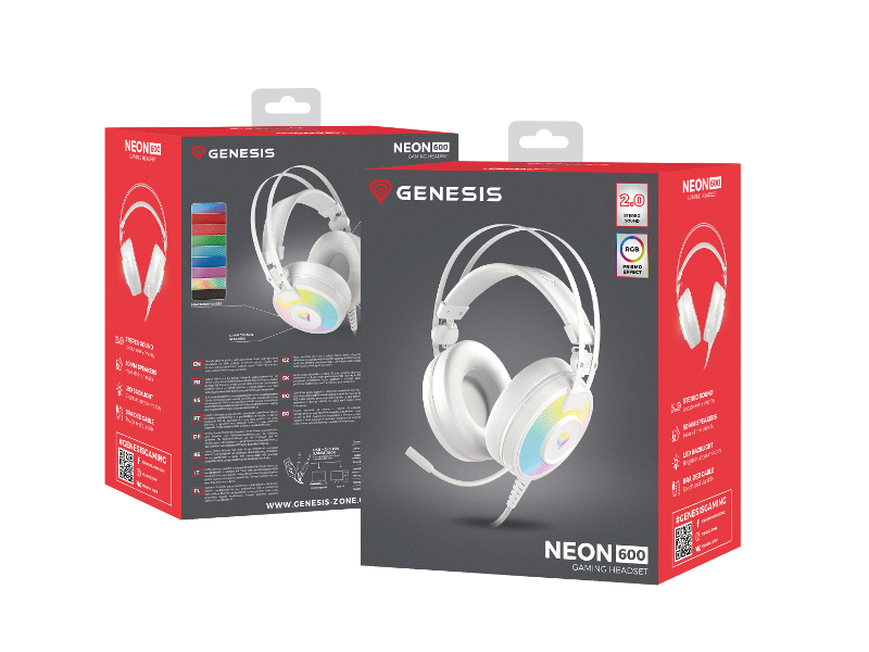 Genesis Neon 650 RGB, gaming slušalice, bijele