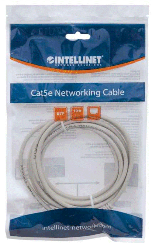 Intellinet Cat5e, CCA, U/UTP, PVC, RJ45, 3m, sivi