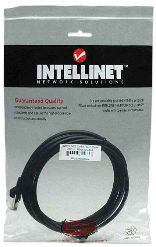 Intellinet Cat5e, CCA, U/UTP, PVC, RJ45, 5m, crni