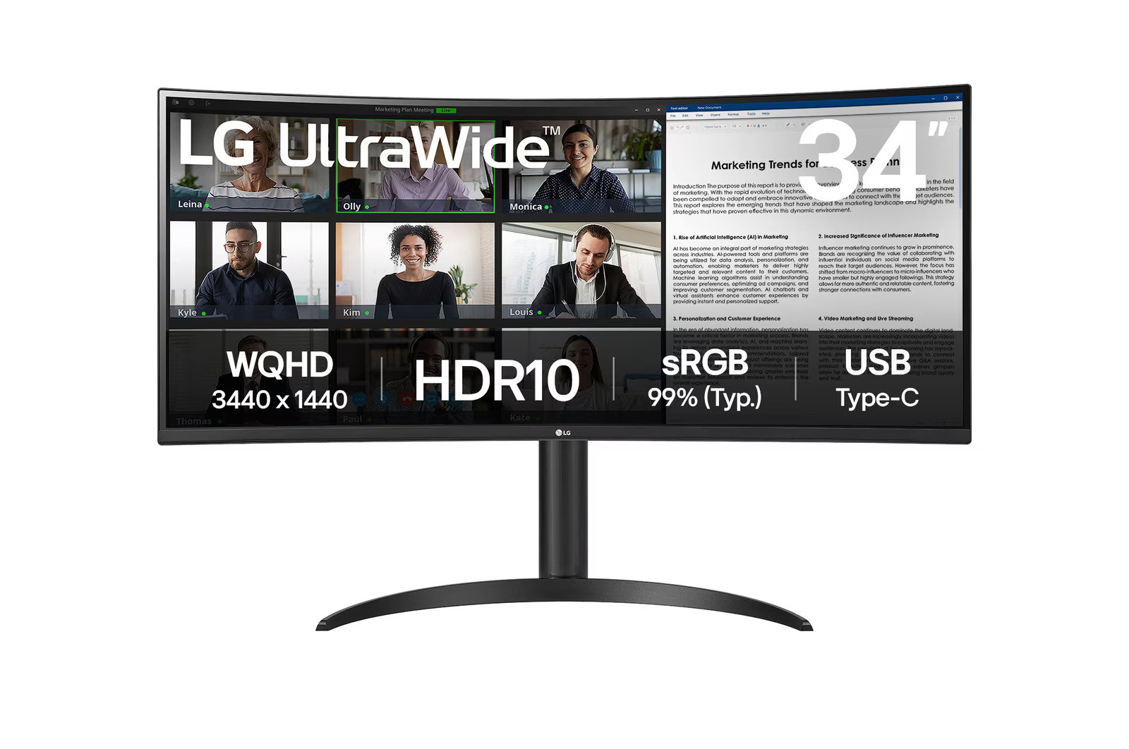 LG 34WR55QK 34' WQHD, 100Hz, 2x HDMI, DP, USB-C