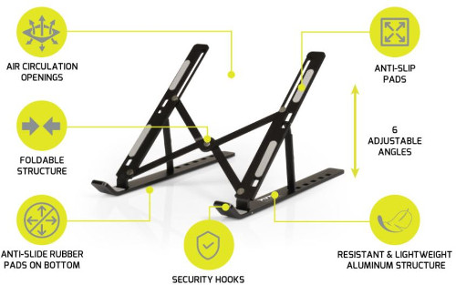 Port sklopivi stalak za prijenosnik, 10/15,6’’, Al