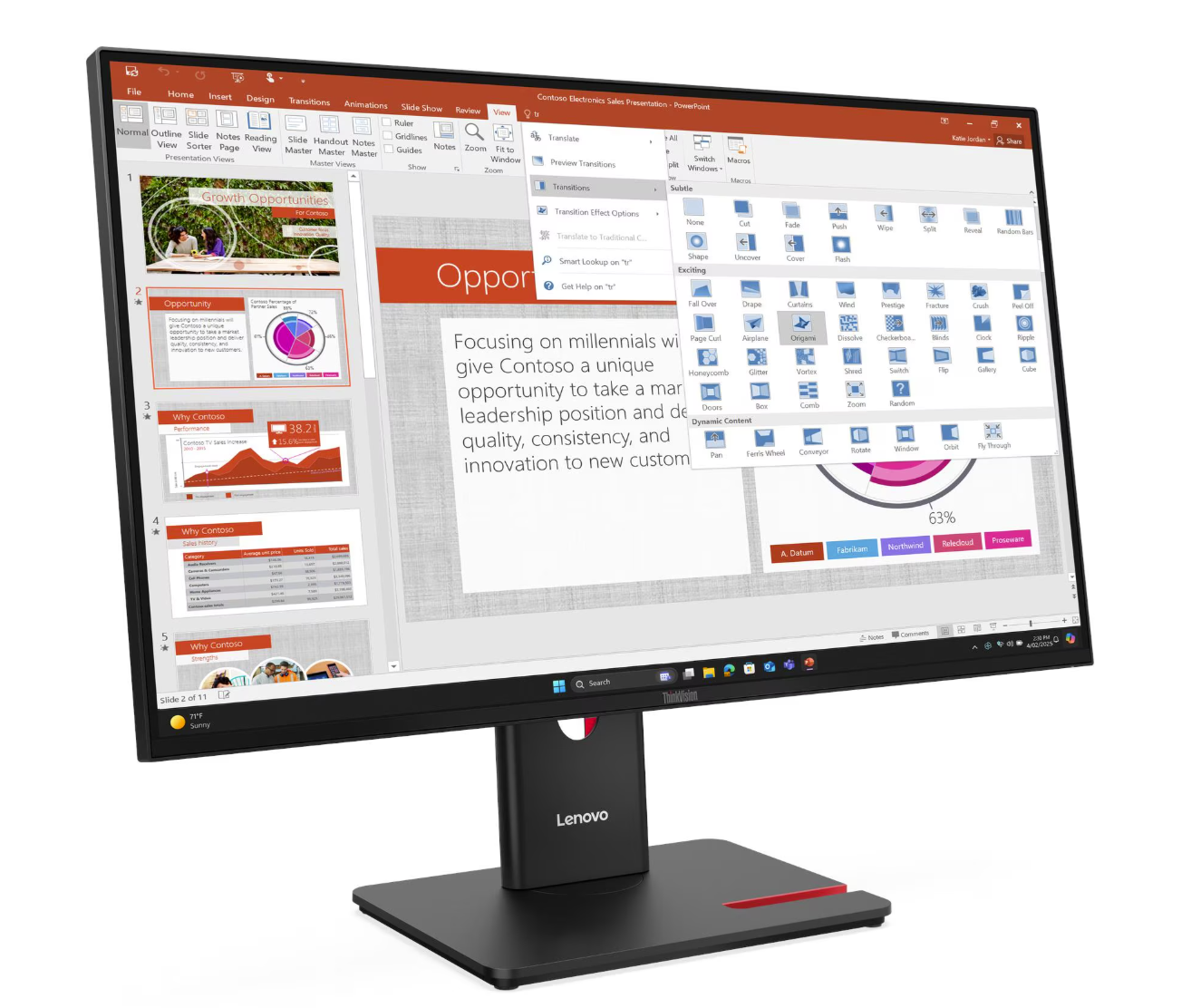 Lenovo T27-40 FHD IPS, HDMI, DP, VGA, USB-C, pivot
